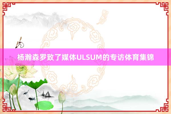 杨瀚森罗致了媒体ULSUM的专访体育集锦