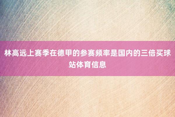 林高远上赛季在德甲的参赛频率是国内的三倍买球站体育信息
