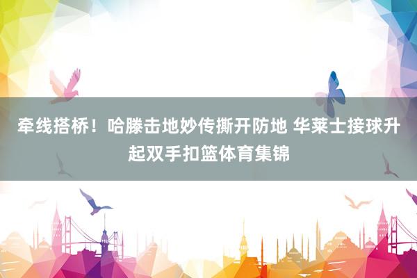 牵线搭桥！哈滕击地妙传撕开防地 华莱士接球升起双手扣篮体育集锦